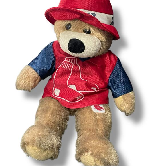 Boston Red Sox Teddy Bear Plush 14" MLB Baseball Bucket Hat Nursery Shower Gift - Picture 6 of 14